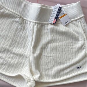 Vineyard Vines Cream Quilted Lounge Shorts with Whale Logo